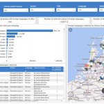 Overzicht van het dashboard. Met tabellen, grafieken en een kaart van Nederland.