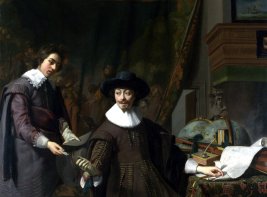 Portret van Constantijn Huygens en zijn secretaris uit 1627
