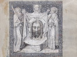 Tekst uit getijdenboek Philips van Bourgondië met afbeelding van Jezus