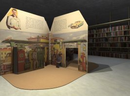 Een kinderboek in 3D, in de VR-omgeving voor het VR-experiment.