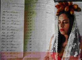 Kunstwerk waar kunstenares Sarojini Lewis zich afbeeldt als Soerdie