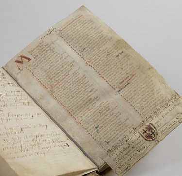 Gruuthusehandschrift met het wapen van Gruuthuse.