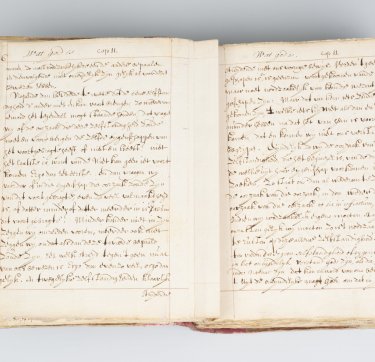 Het handschrift met het werk van Spinoza.