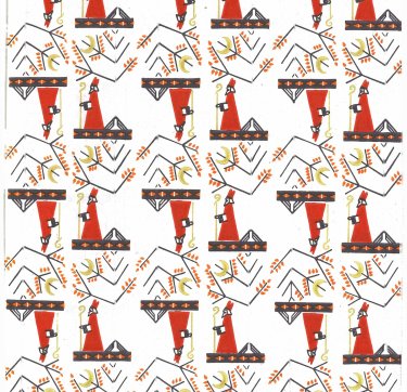 Sinterklaaspapier met een patroon van Sinterklaas rechtop en ondersteboven