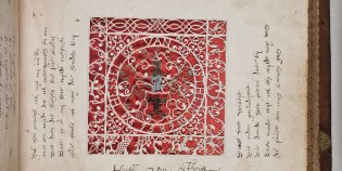 Bijdrage met knipwerk van Hessel van Ostheim (1589), voor het album amicorum van Hiskia van Harinxma thoe Slooten.