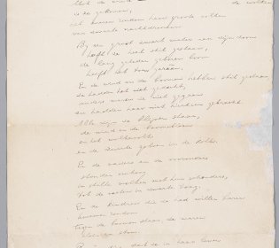 Afbeelding van een handgeschreven gedicht van Herman Gorter aan Willem Witsen: ‘In de nacht is een mensch aangetreden’, uit 1889.