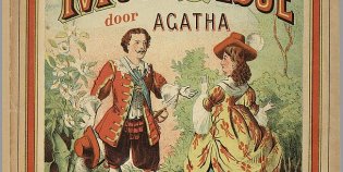 Afbeelding van een prent die beschikbaar is via Wikimedia, van een man en vrouw in historische kleding. Erboven staat de titel 'Mooi Elsje, door Agatha'.