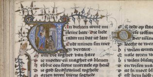 De begininitiaal van van middeleeuwse handschrift Beatrijs.