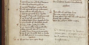 Met de hand geschreven tekst uit het Haags liederenhandschrift
