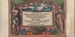 Geïllustreerde titelpagina van het album amicorum van Crispijn van de Passe