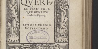 Titelpagina van Erasmus, Querela pacis. Straatsburg, J. Knobloch d. Ä., 1523. Collectie KB, KW 231 H 25 [2].