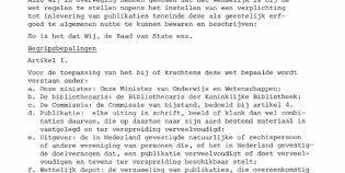 De eerste pagina van de conceptwet wettelijk depot