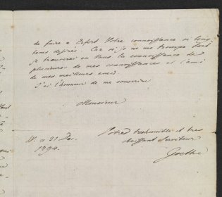 Brief van Johann Wolfgang von Goethe aan Rijklof Michael van Goens