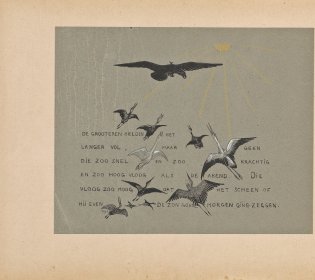 Vliegende vogels tussen tekst door.