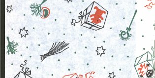 Sinterklaaspapier met cadeautjes, wortels, schoentjes, staf en roe