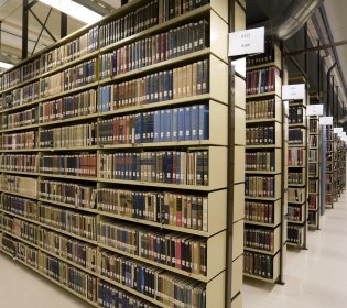 Nederlandse taal- en letterkunde: boekenkasten in het magazijn