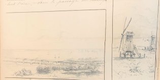 Tekening uit het reisalbum van de Moerdijk.