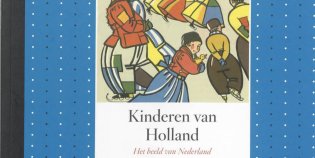 Omslag Kinderen van Holland, boek van van Saskia de Bodt. Met tekening van schaatsende kinderen.