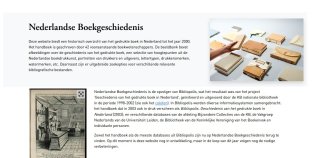 Een screenshot van de website Nederlandse Boekgeschiedenis