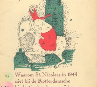 Signatuur: KI 1473. Sinterklaas op paard voor de Laurenskerk in Rotterdam.