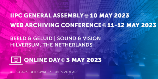 Banner van de webarchiveringsconferentie met feitelijke informatie over de conferentie.