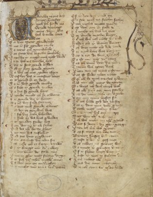 Handgeschreven tekst uit het Haags liederenhandschrift
