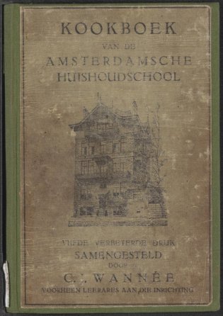 Omslag van het Kookboek voor de Amsterdamsche huishoudschool