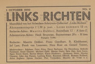 Titelblad van het tijdschrift Links Richten.