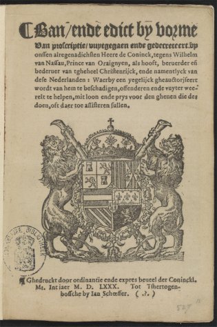 Beloningsbrief voor de familie van Balthasar Gerards