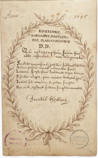 Detail van Jacob Heyblocqs vriendenboek