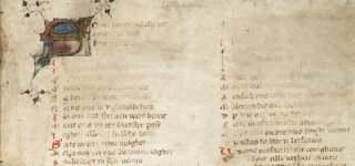 Pagina uit het Gruuthusehandschrift met daarin het gebed 'sonder smette saliche rose'.